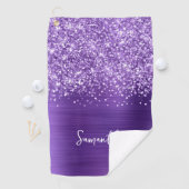 Glittery Amethyst Lila Glam Script Name Golfhandtuch (Insitu)