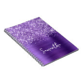 Glittery Amethyst Lila Glam Script Name Notizblock (Rechte Seite)