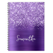 Glittery Amethyst Lila Glam Script Name Notizblock (Vorderseite)