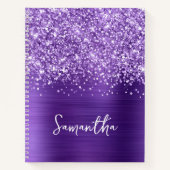 Glittery Amethyst Lila Glam Script Name Notizblock (Vorderseite)
