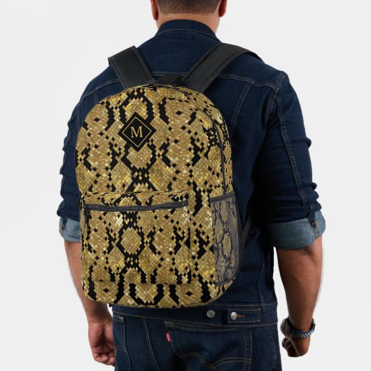 Glittery Animal Skin Print Muster Custom Monogram Bedruckter Rucksack (Insitu (Modell))