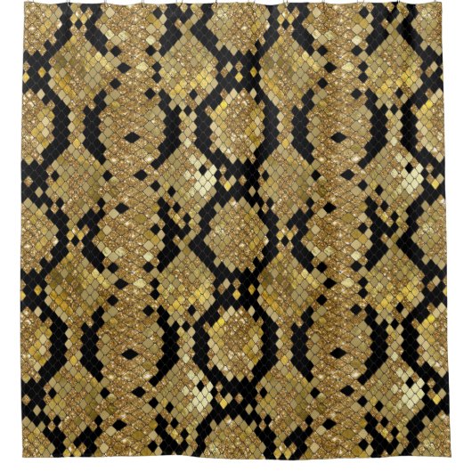 Glittery Animal Skin Print Muster Custom Monogram Duschvorhang (Vorderseite)