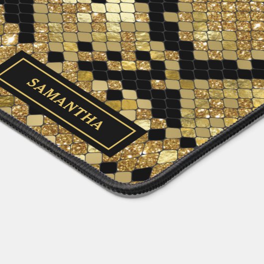 Glittery Animal Skin Print Muster Custom Monogram Schreibtischunterlage (Ecke)