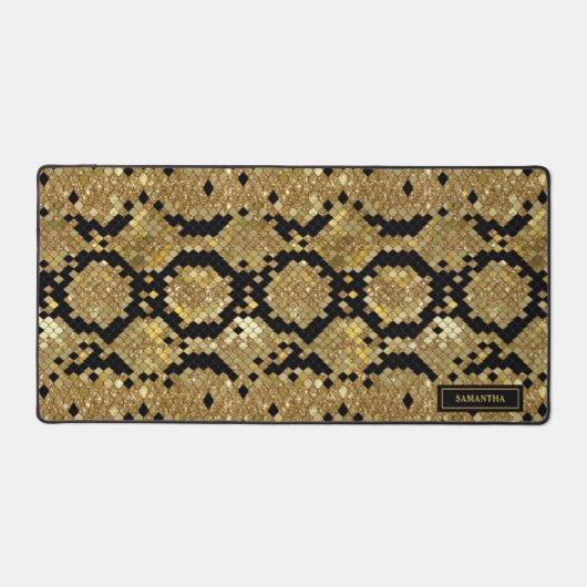 Glittery Animal Skin Print Muster Custom Monogram Schreibtischunterlage (Vorderseite)