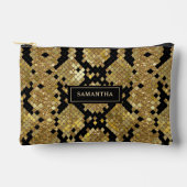 Glittery Animal Skin Print Muster Custom Monogram Zubehörtasche (Vorderseite)