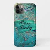 Glittery Aqua Paint Strokes Boss Lady Case-Mate iPhone Hülle (Rückseite)