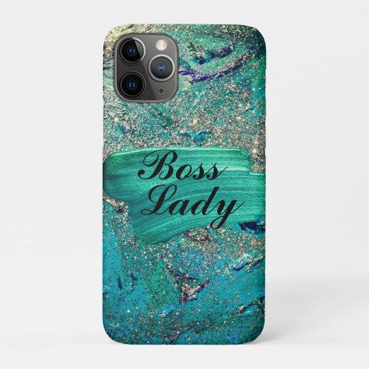 Glittery Aqua Paint Strokes Boss Lady Case-Mate iPhone Hülle (Rückseite)