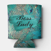 Glittery Aqua Paint Strokes Boss Lady Dosenkühler (Rückseite)