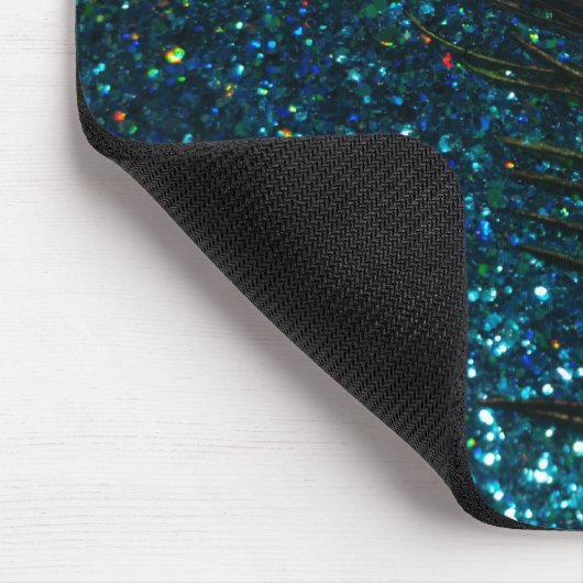 Glittery Aqua Peacock Mousepad (Ecke)