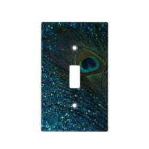 Glittery Aqua-Pfau-Feder