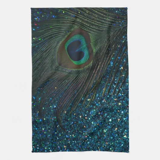 Glittery Aqua-Pfau Handtuch (Vertikal)