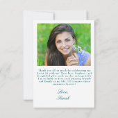 Glittery Aquamarin Blue Peacock Feathers Sweet 16 Dankeskarte (Rückseite)