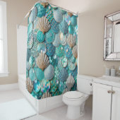 Glittery Aquamarin Mermaid Schwanz Scales Druck un Duschvorhang (Beispiel)