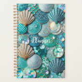Glittery Aquamarin Mermaid Schwanz Scales drucken Planer (Vorderseite)