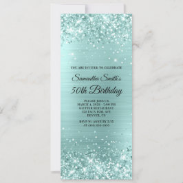 Glittery Bale Turquoise Foil 50. Geburtstag Einladung