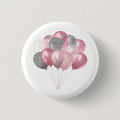 Glittery Balloon Bunch in Pink und Silver Button (Vorderseite)