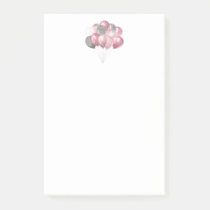 Glittery Balloon Bunch in Pink und Silver Post-it Klebezettel