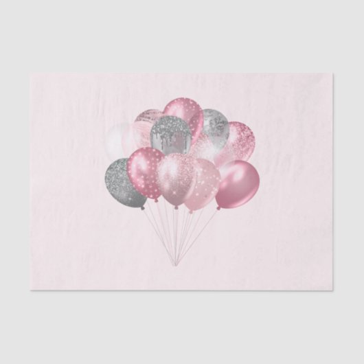 Glittery Balloon Bunch in Pink und Silver Seidenpapier (Vorderseite)