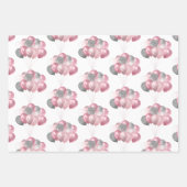 Glittery Balloon Bunch Pink und Silver Muster Geschenkpapier Set (Vorderseite)