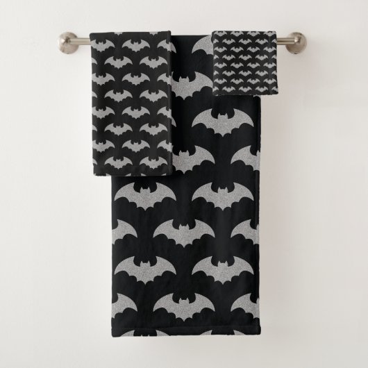 Glittery Bat Halloween Badhandtuch Set (Insitu)