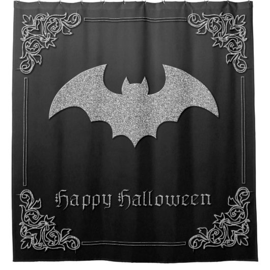 Glittery Bat Halloween Duschvorhang (Vorderseite)