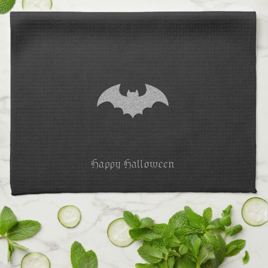 Glittery Bat Halloween Geschirrtuch (Gefaltet)
