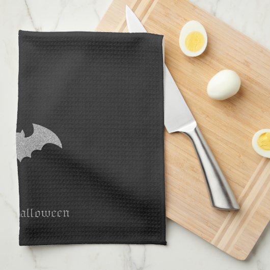 Glittery Bat Halloween Geschirrtuch (Viertel Falte)