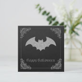 Glittery Bat Halloween Grußkarte (Stehend Vorderseite)