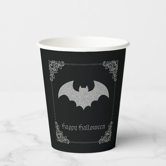 Glittery Bat Halloween Pappbecher (Rückseite)