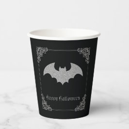 Glittery Bat Halloween Pappbecher