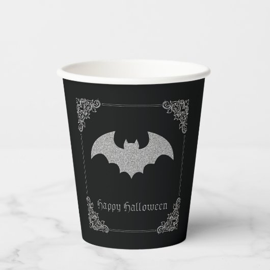 Glittery Bat Halloween Pappbecher (Vorderseite)