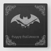 Glittery Bat Halloween Quadratische Wanduhr (Vorderseite)