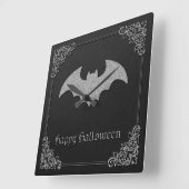 Glittery Bat Halloween Quadratische Wanduhr (Winkel)