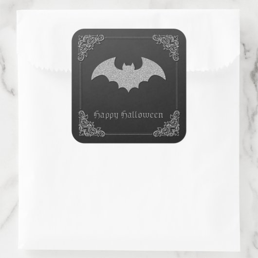 Glittery Bat Halloween Quadratischer Aufkleber (Tasche)