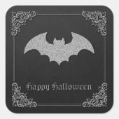 Glittery Bat Halloween Quadratischer Aufkleber (Vorderseite)