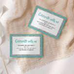 Glittery Bat Mitzvah Aquamarin- und SilberDetail-K Einladung<br><div class="desc">Diese trendige Einsteckkarte weist eine fette Schrift auf der Vorderseite auf,  die in silberfarbenem Glitzer und Weiß gehalten ist und einen soliden Hintergrund hat. Fügen Sie den Text mithilfe des Vorlagenformulars hinzu. Ändern Sie den Schriftart,  das Layout und die Farben mithilfe der Funktion Anpassen.</div>