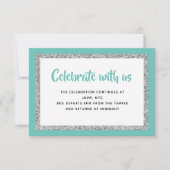 Glittery Bat Mitzvah Aquamarin- und SilberDetail-K Einladung (Vorderseite)