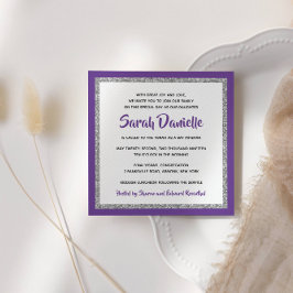 Glittery Bat Mitzvah, Aquamarin und Silberplatz Einladung