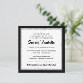 Glittery Bat Mitzvah Black Silver Square Einladung (Stehend Vorderseite)