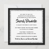 Glittery Bat Mitzvah Black Silver Square Einladung (Vorderseite)