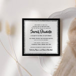 Glittery Bat Mitzvah Black Silver Square Einladung<br><div class="desc">Dieses trendige Bat Mitzvah-Angebot besticht durch funkelnden Imitat-Glitzer,  der auf einem soliden Farbhintergrund liegt. Verwenden Sie das Vorlagenformular,  um Ihre eigenen Informationen hinzuzufügen. Das Design Tool kann verwendet werden,  um den Stil,  die Farbe und das Layout des Schriftartes zu ändern.</div>