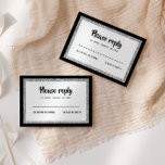 Glittery Bat Mitzvah Elegant Schwarz und Silber RSVP Karte<br><div class="desc">Diese trendige Einsteckkarte weist eine fette Schrift auf der Vorderseite auf,  die in silberfarbenem Glitzer und Weiß gehalten ist und eine solide Rückfärbung aufweist. Fügen Sie den Text mithilfe des Vorlagenformulars hinzu. Ändern Sie den Schriftart,  das Layout und die Farben mithilfe der Funktion Anpassen.</div>