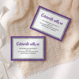 Glittery Bat Mitzvah Lila- und SilberDetail-Karte Einladung