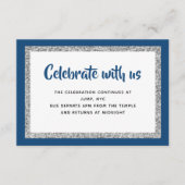 Glittery Bat Mitzvah Navy Blau und Silver Detail Begleitkarte (Vorderseite)