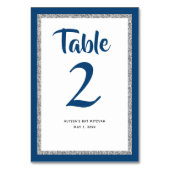 Glittery Bat Mitzvah Navy Blau und Silver Tischnummer (Rückseite)