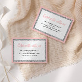 Glittery Bat Mitzvah Pink und Silver Detail Card Einladung