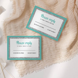 Glittery Bat Mitzvah, Tee und Silber RSVP Karte