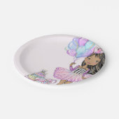 Glittery Birthday American Girl Unicorn Pappteller (Schrägansicht)