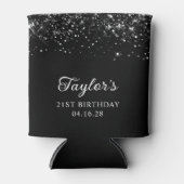 Glittery Black 21. Geburtstag Dosenkühler (Vorderseite)