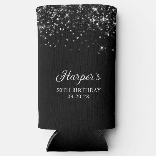 Glittery Black 30. Geburtstag Selters Dosenkühler (Vorderseite)
